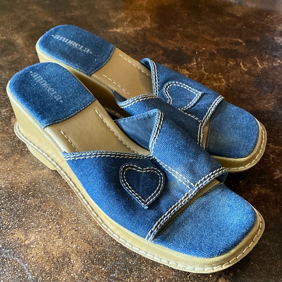 Andre LA Denim Y2K 90’s Platform Wedge Sandals - Picture 1 of 6
